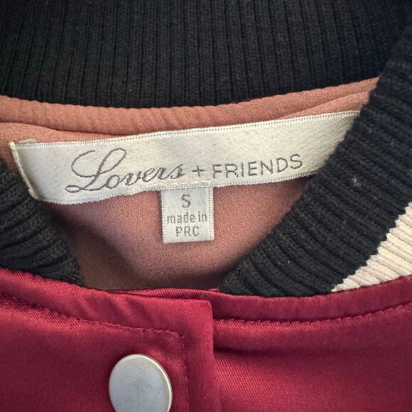 Lovers + Friends Revolve Nomad Satin Bomber Jacket Red size Small Colorblock - Picture 6 of 11